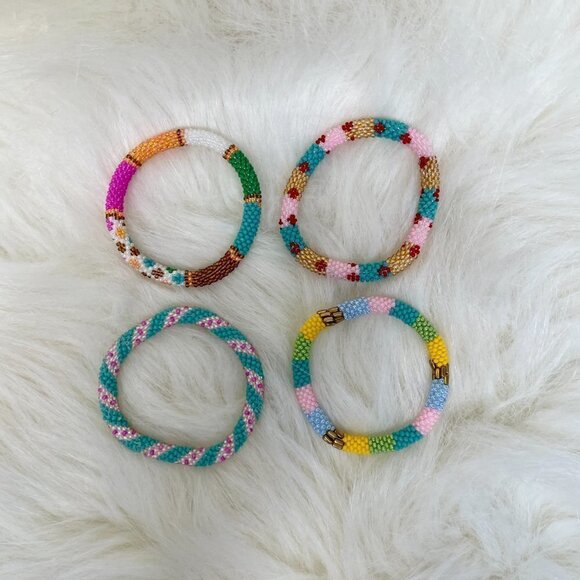 HAND CRAFTED in Nepal Beaded Bracelets (set of 4) #1006 - Picture 7 of 8